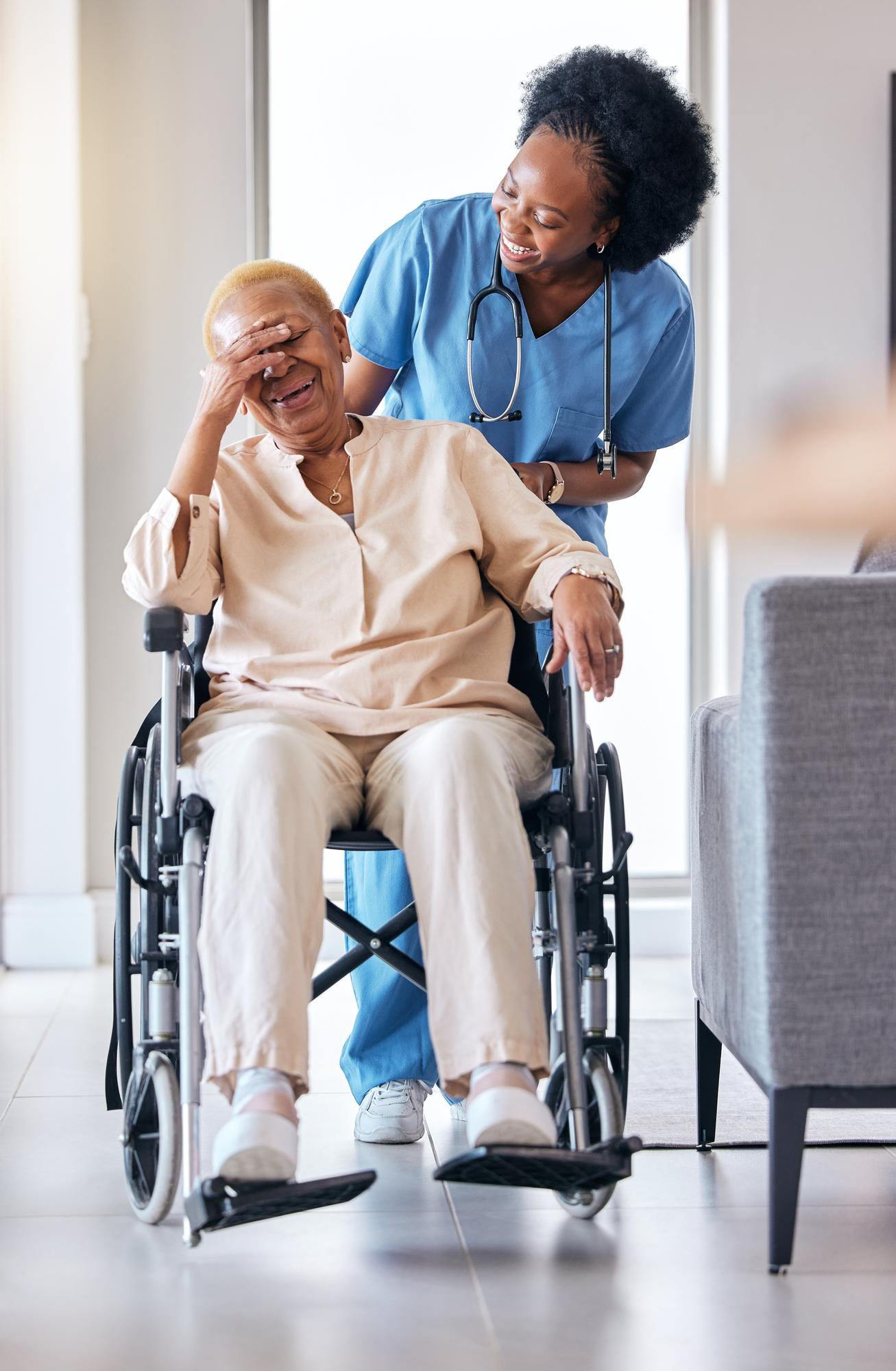 Close-up of supportive home care interaction